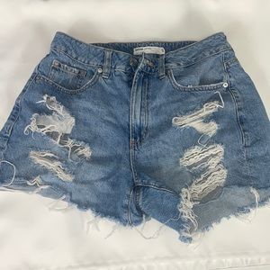 Garage Mom denim shorts distressed
